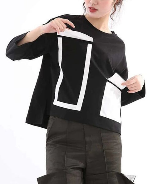 Geometric Panel Graphic Long Sleeve Top